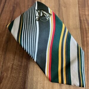 Vintage Equestrian Necktie Bright Striped Horse Tie Animals Formal Preppy Prom